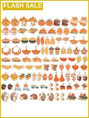 100Pcs Fall Enamel Charms for Jewelry Making Bracelets Necklaces DIY Crafts